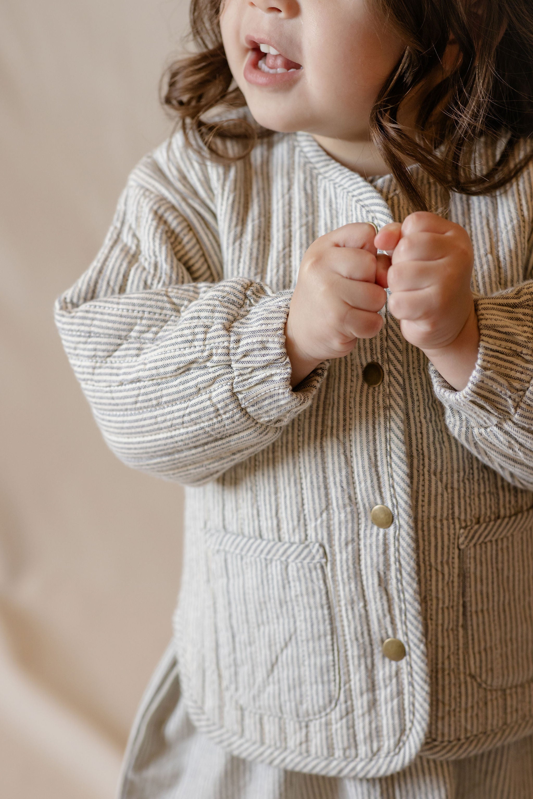 kids railroad quilted jacket stripe