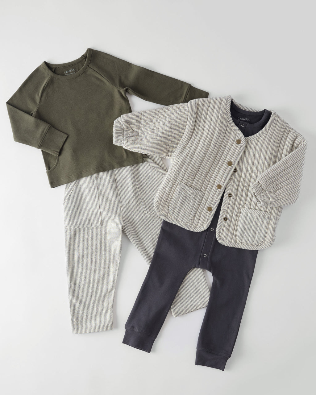 kids railroad quilted jacket stripe