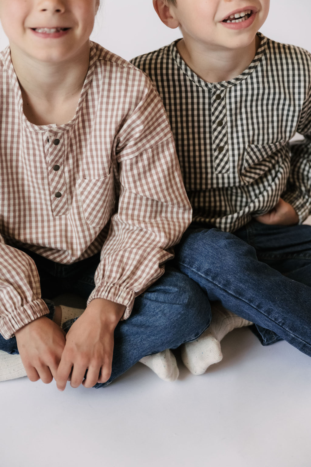 kids gingham kids long sleeve top thistle