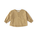 kids gingham kids long sleeve top dijon in yellows pattern