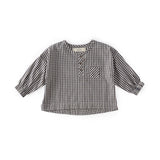 Gingham Long Sleeve Top - Indigo