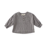 Gingham Long Sleeve Top - Indigo