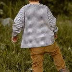 Gingham Long Sleeve Top - Indigo