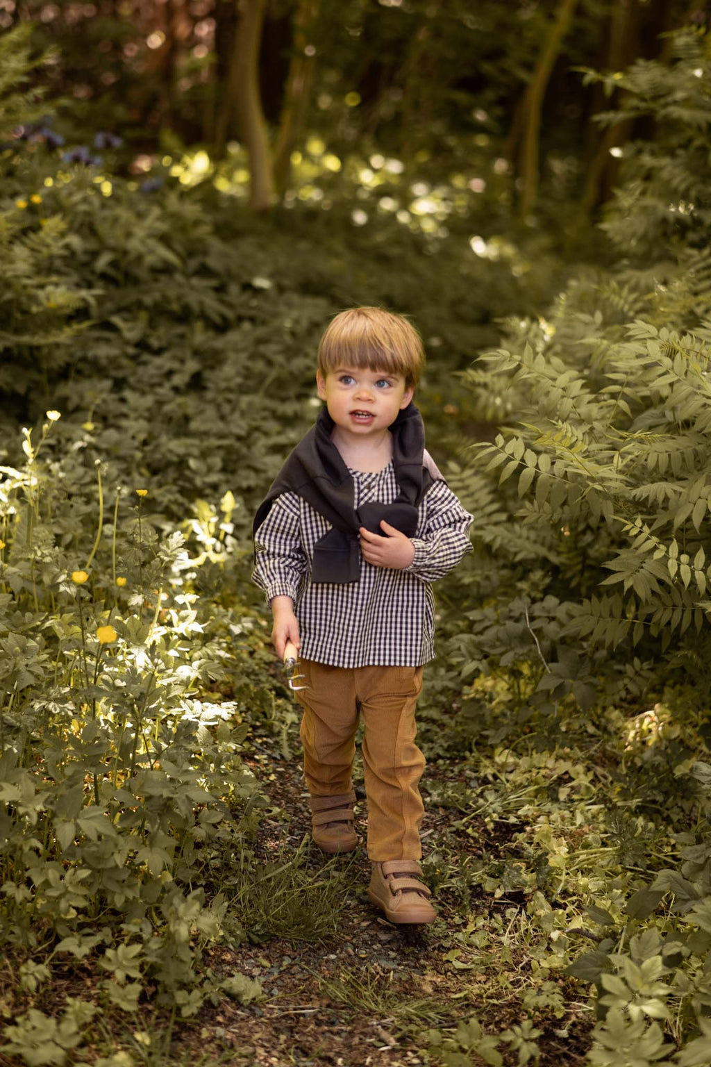 kids gingham kids long sleeve top indigo