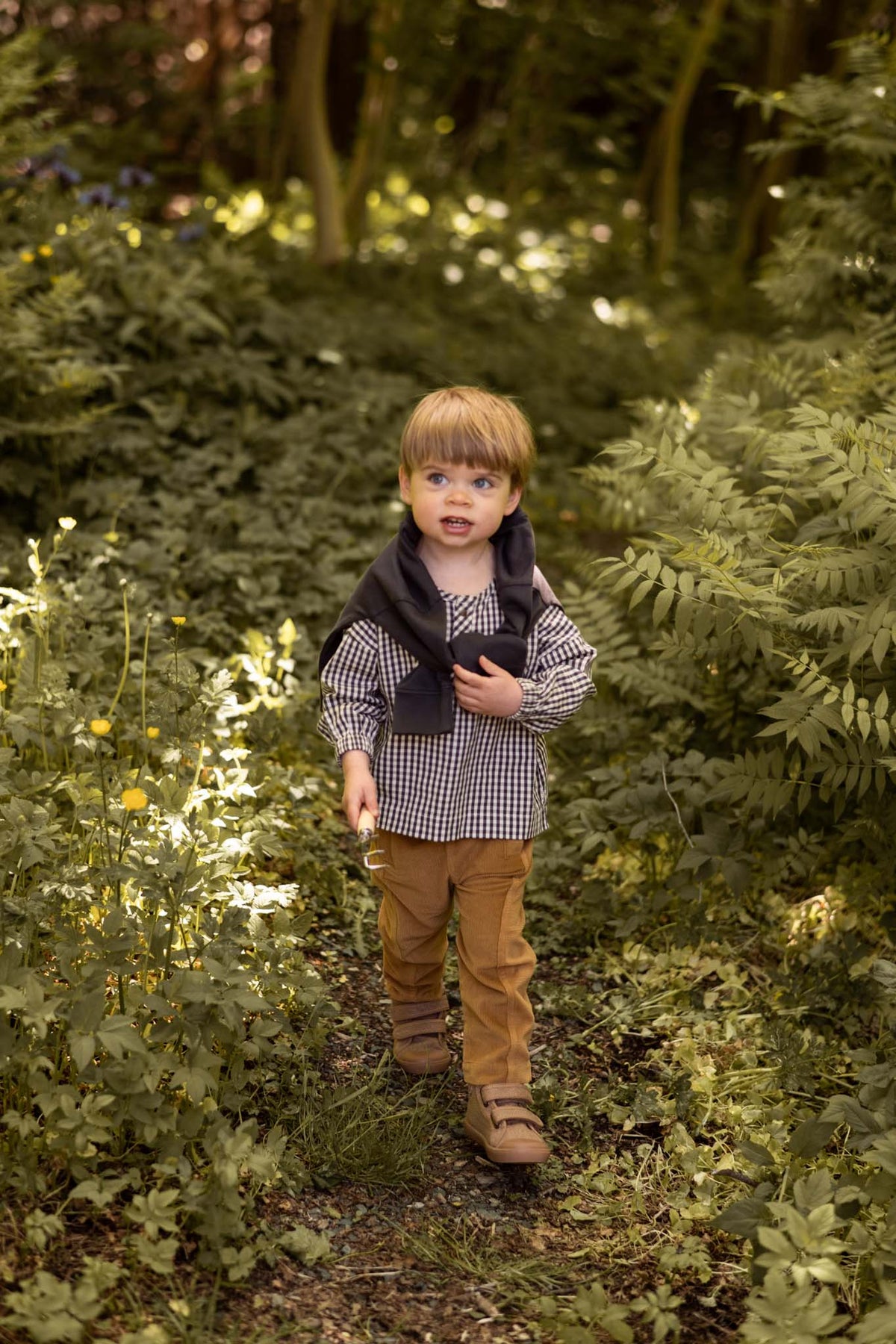 kids gingham kids long sleeve top indigo