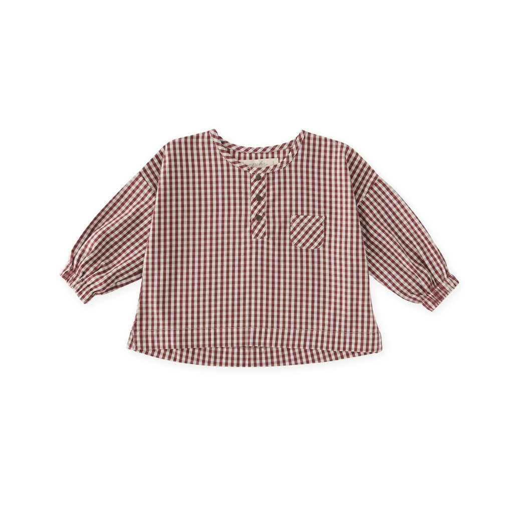 toddler gingham toddler long sleeve top mulberry in reds pattern