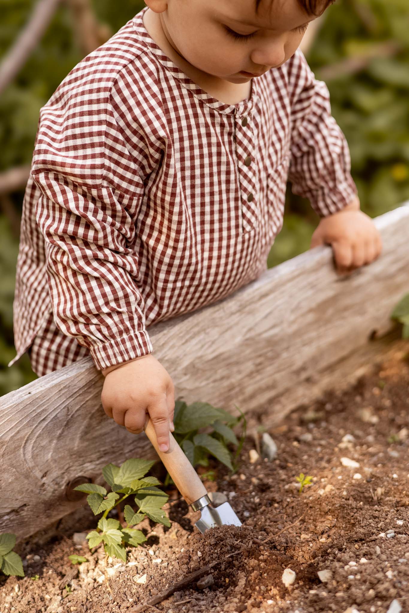 Gingham Long Sleeve Top - Mulberry