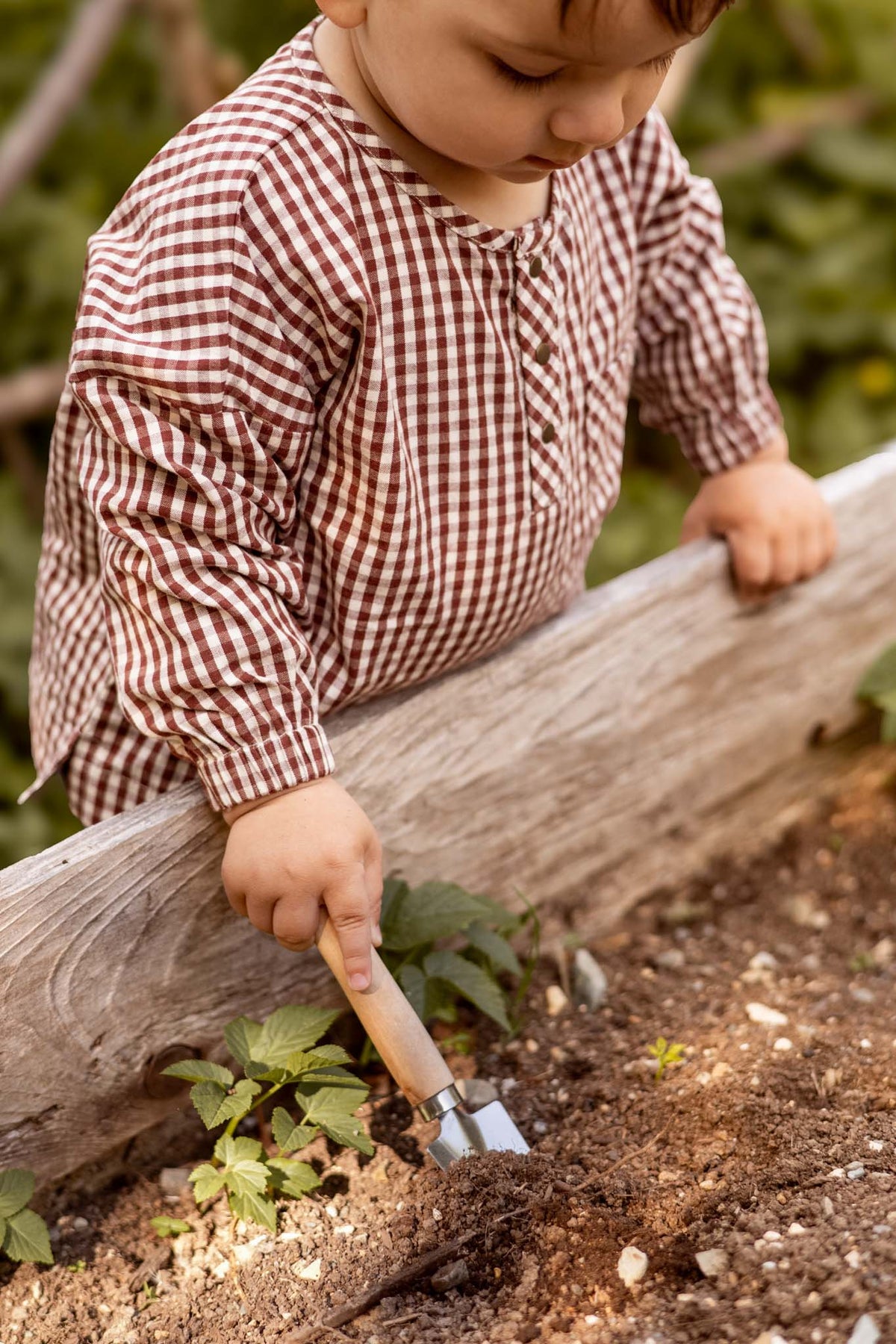 kids gingham kids long sleeve top mulberry