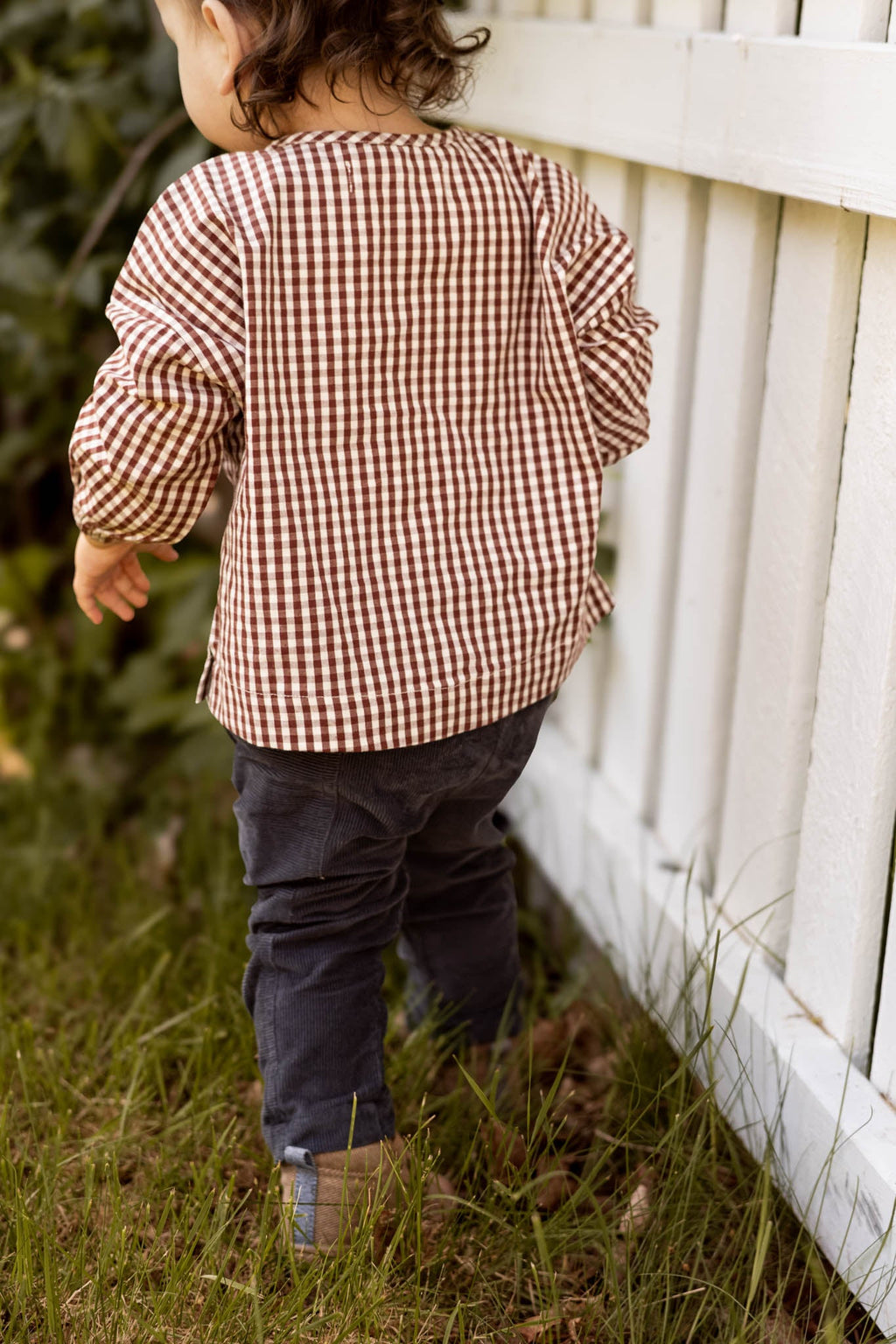 kids gingham kids long sleeve top mulberry