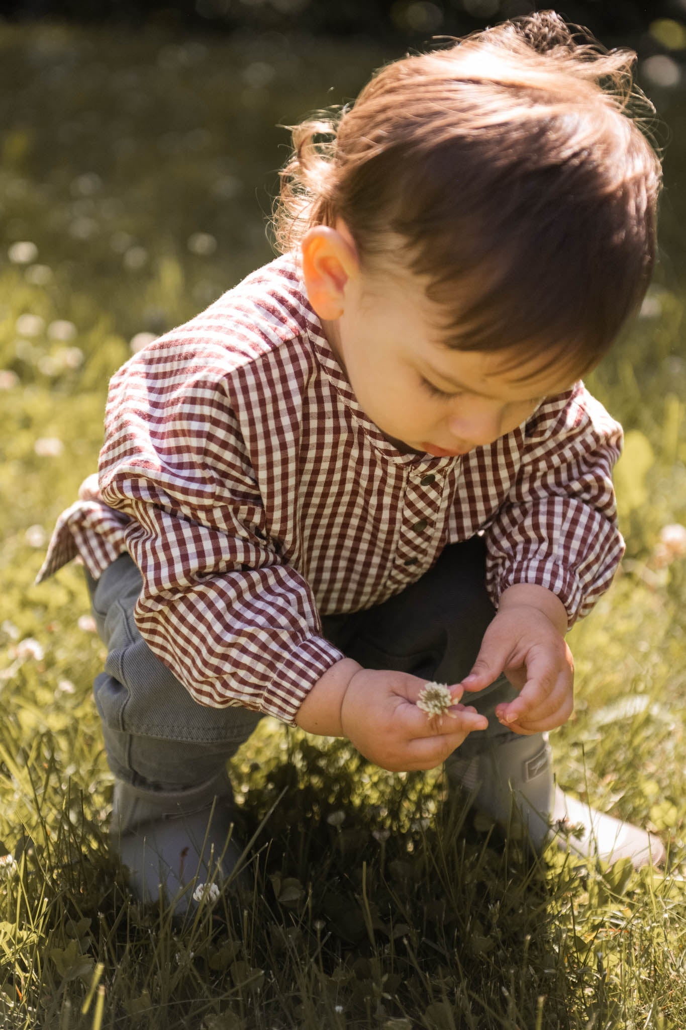Gingham Long Sleeve Top - Mulberry