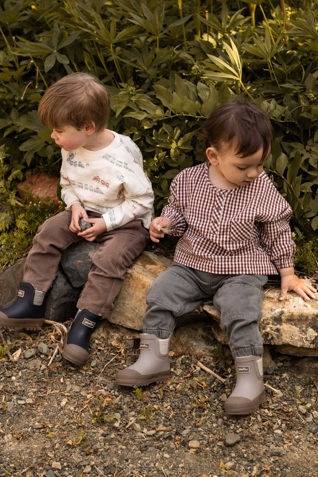 kids gingham kids long sleeve top mulberry