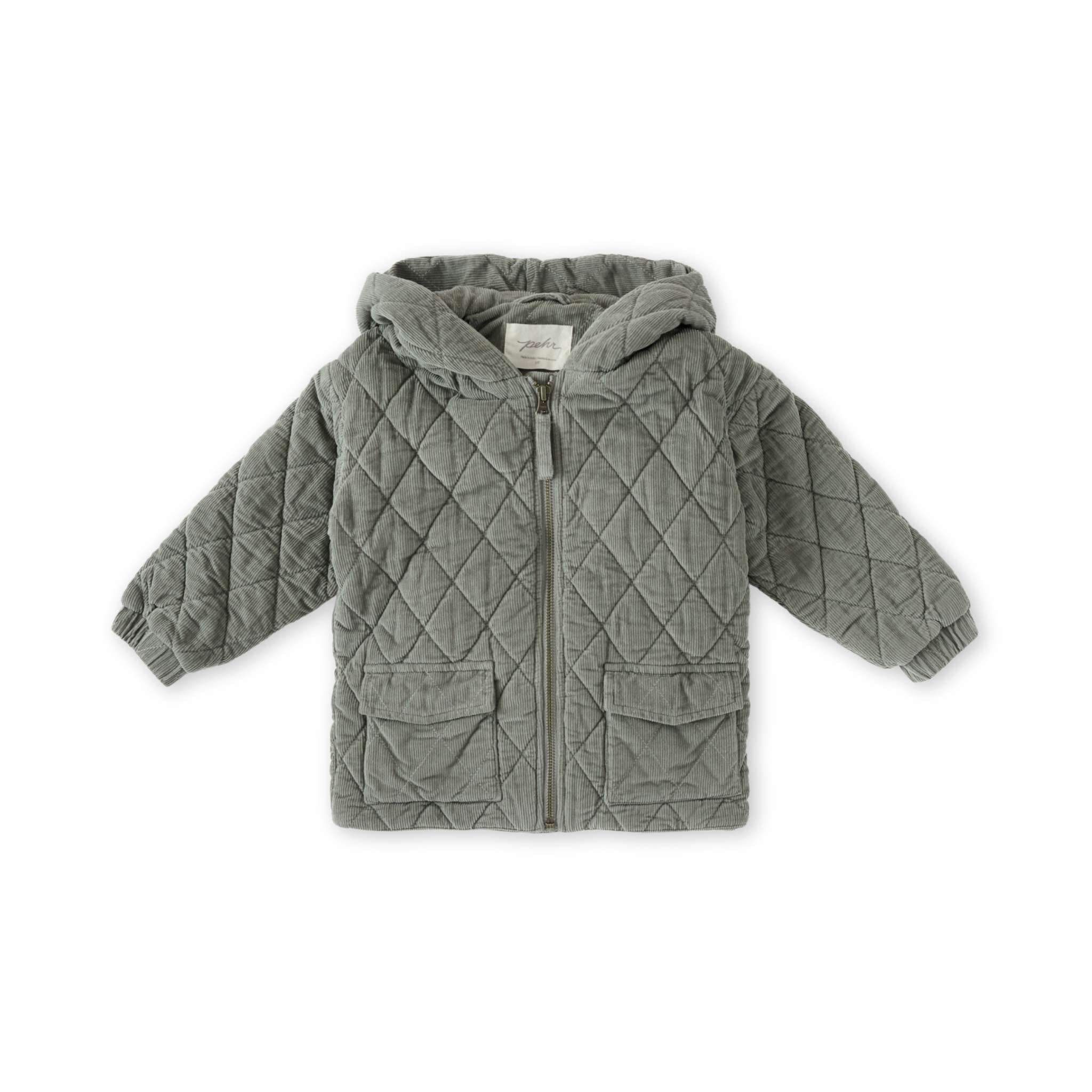corduroy quilted jacket sage in greens pattern