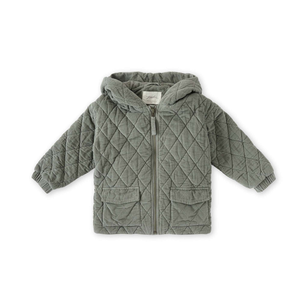 kids corduroy quilted jacket sage in greens pattern