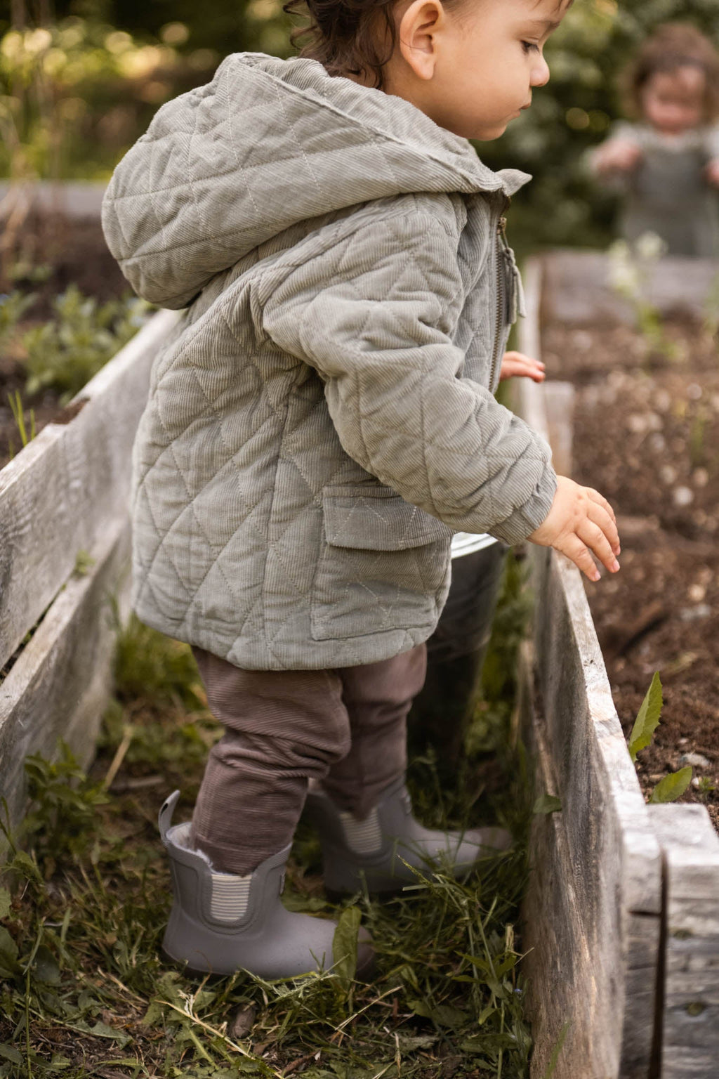 kids corduroy quilted jacket sage