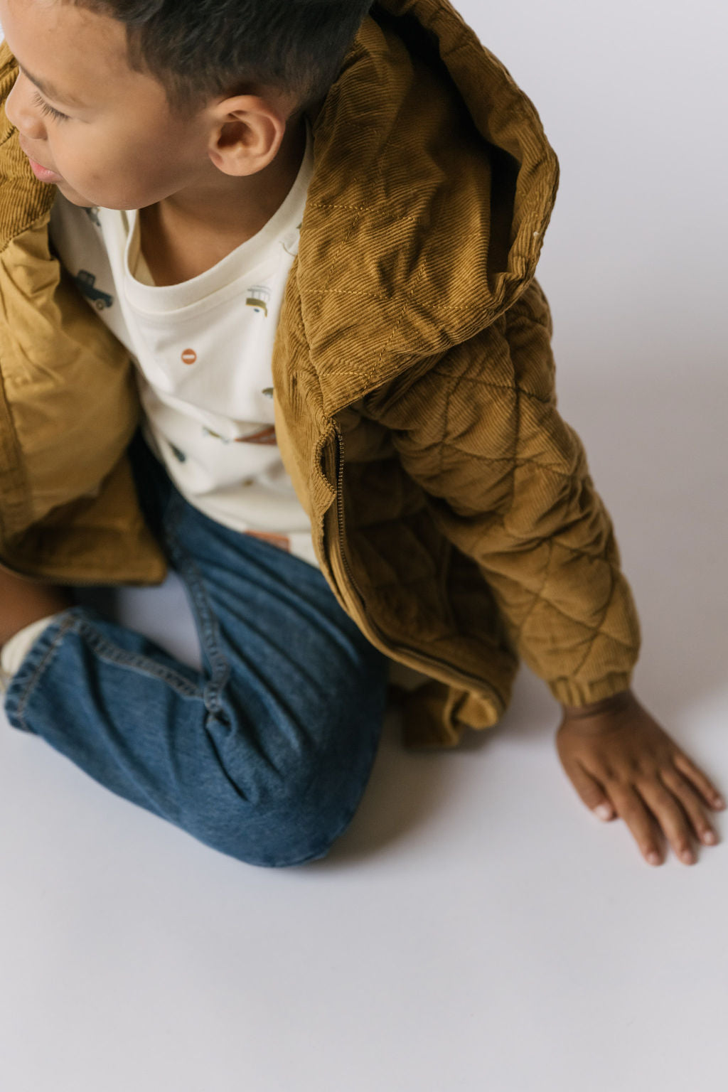 kids corduroy quilted jacket ochre