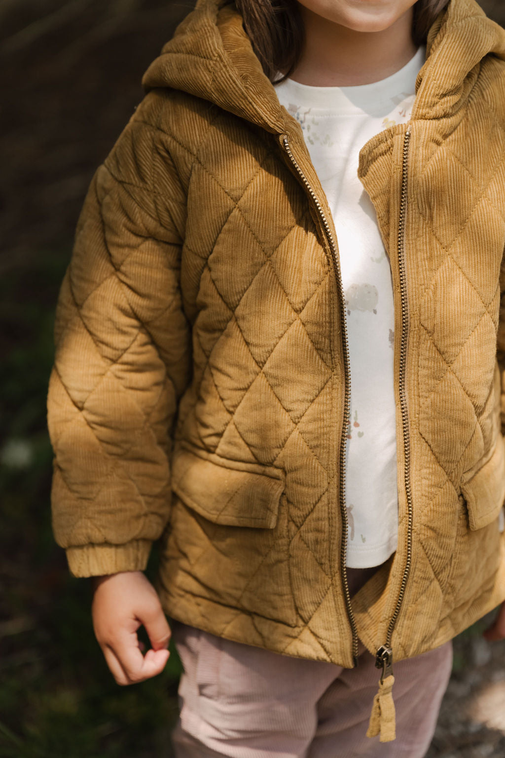 Corduroy Quilted Jacket - Ochre