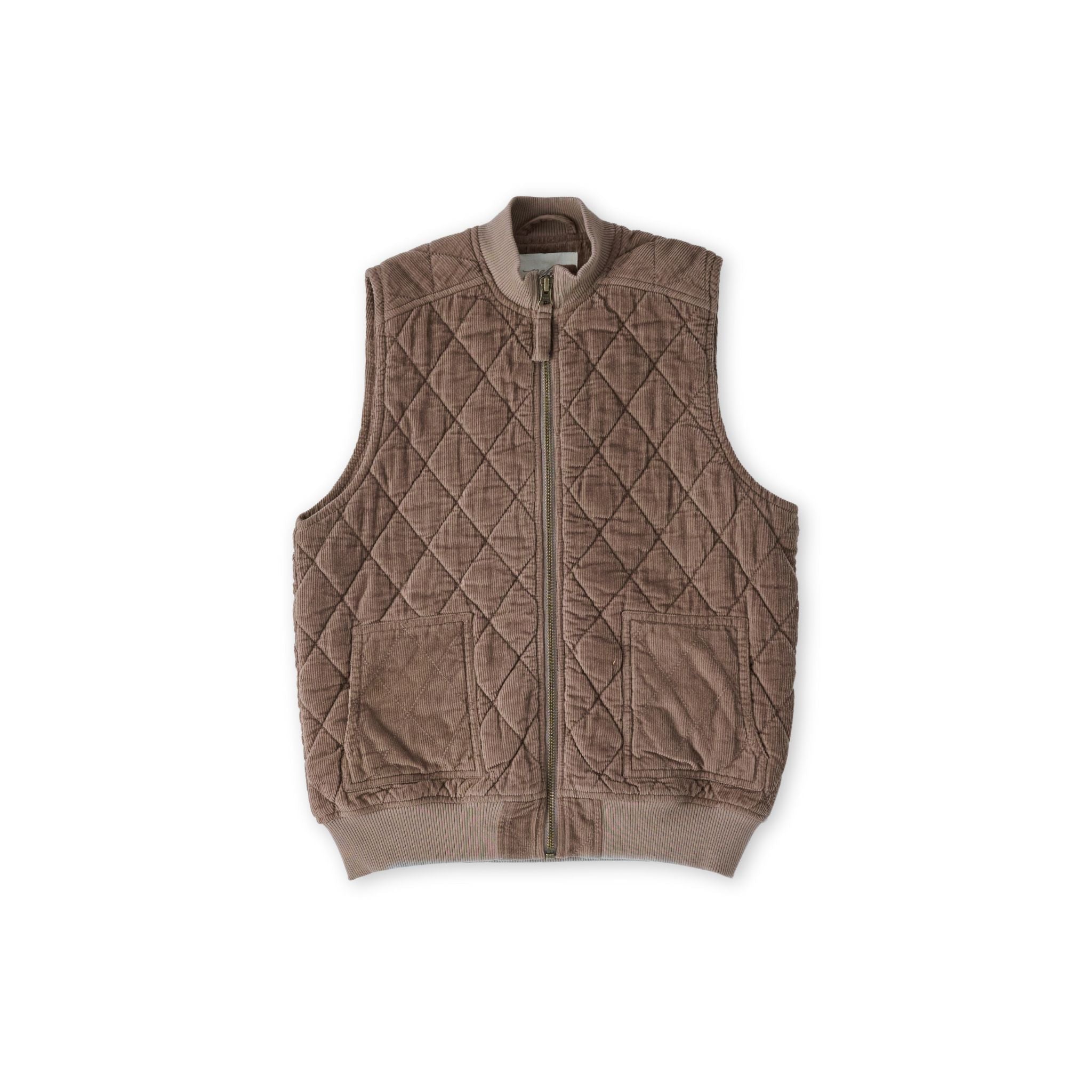 kids corduroy kids quilted vest portobello in neutrals pattern