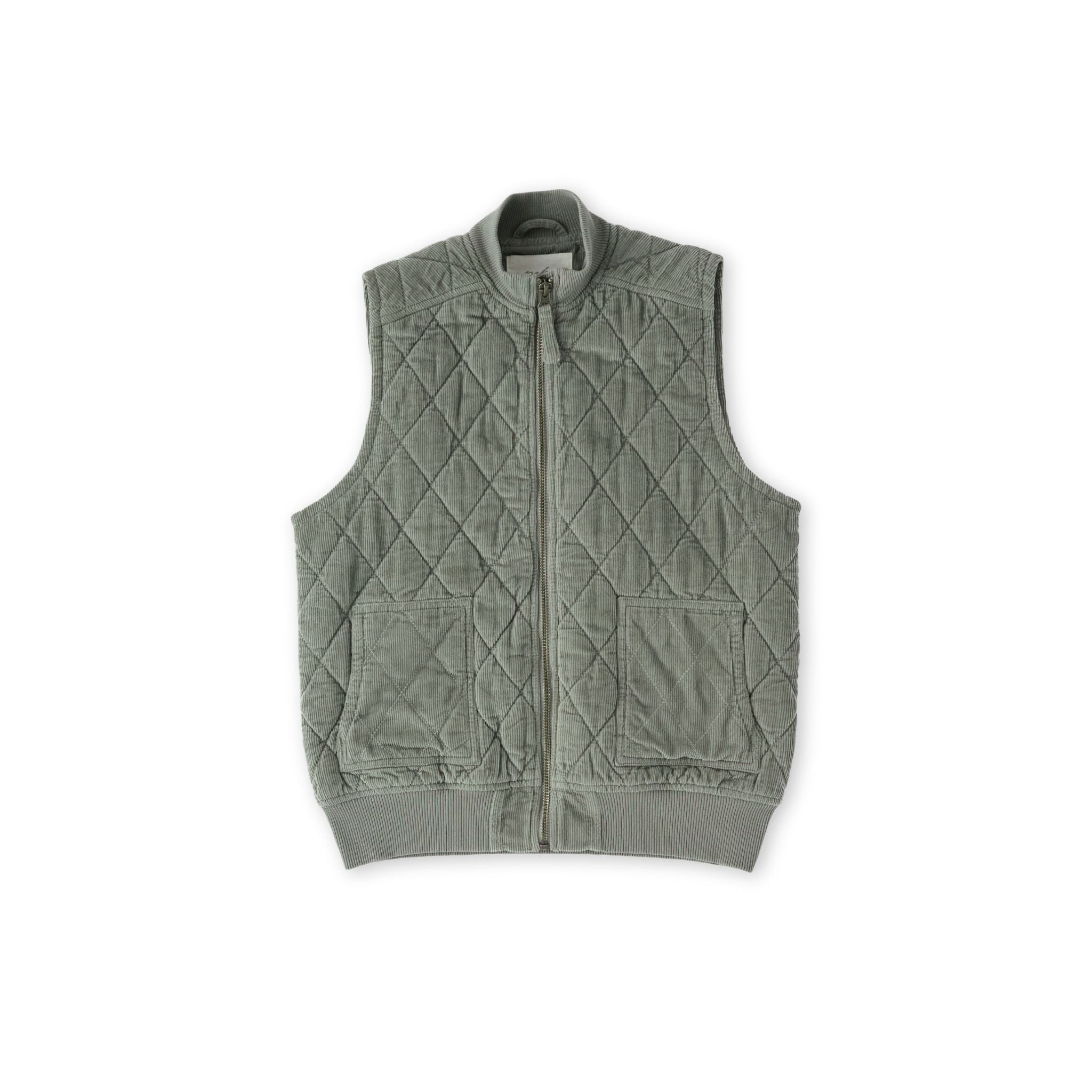 kids corduroy kids quilted vest sage in greens pattern