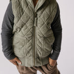 kids corduroy kids quilted vest sage