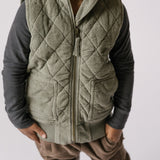 kids corduroy kids quilted vest sage