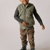 kids corduroy kids quilted vest sage