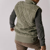 kids corduroy kids quilted vest sage