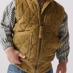 kids corduroy kids quilted vest ochre