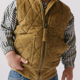 kids corduroy kids quilted vest ochre