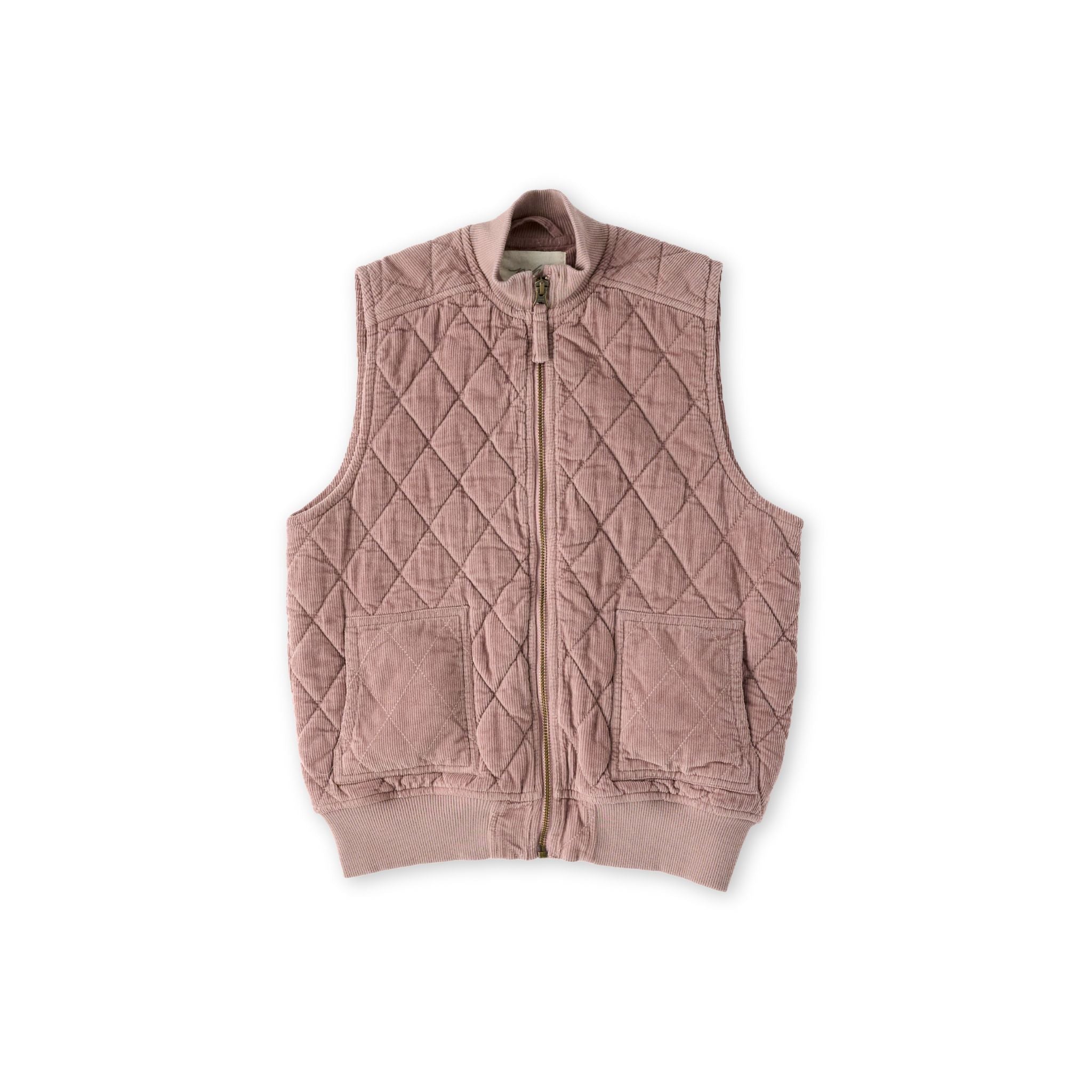 kids corduroy kids quilted vest thistle in pinks pattern
