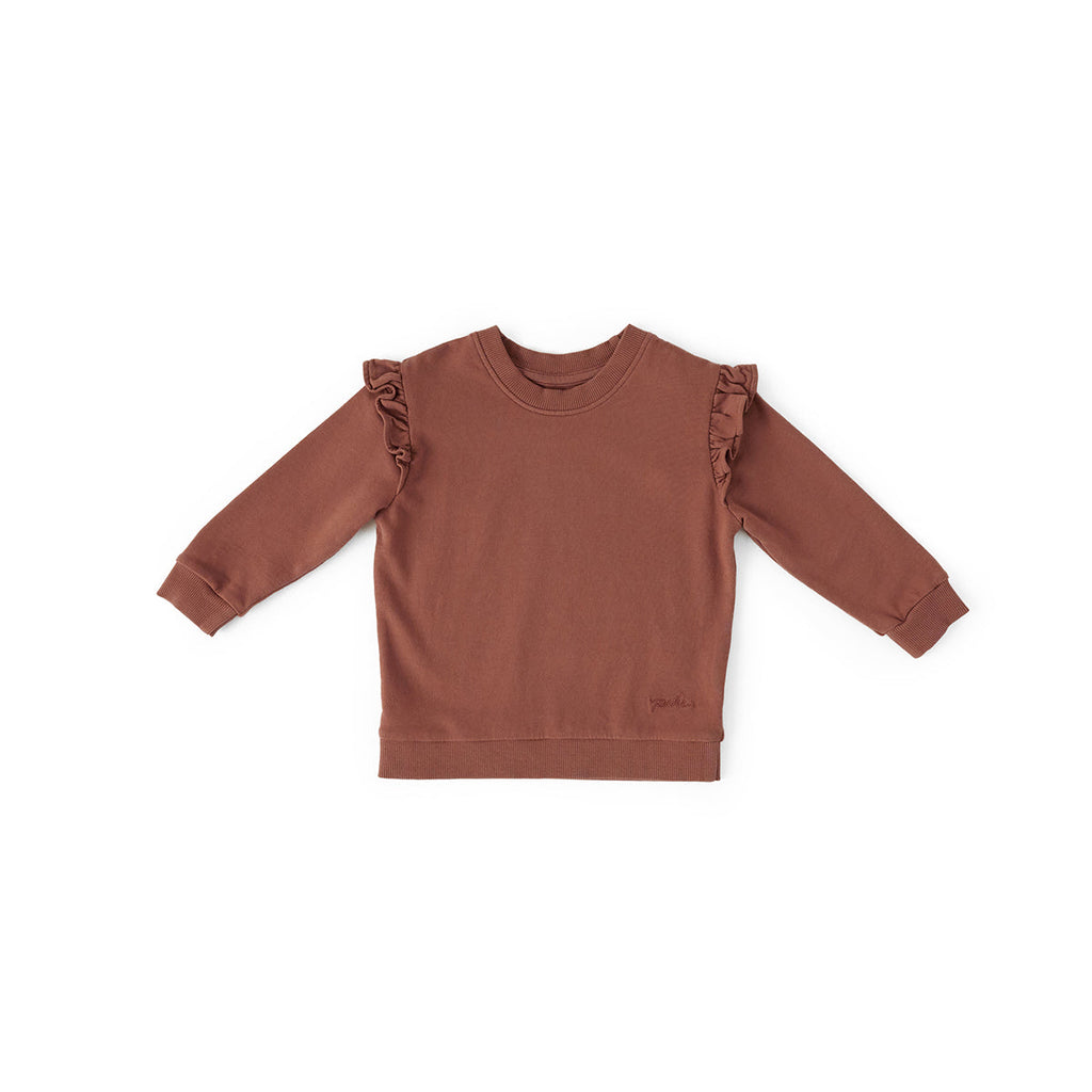 toddler french terry toddler ruffle sweatshirt clay in neutrals pattern