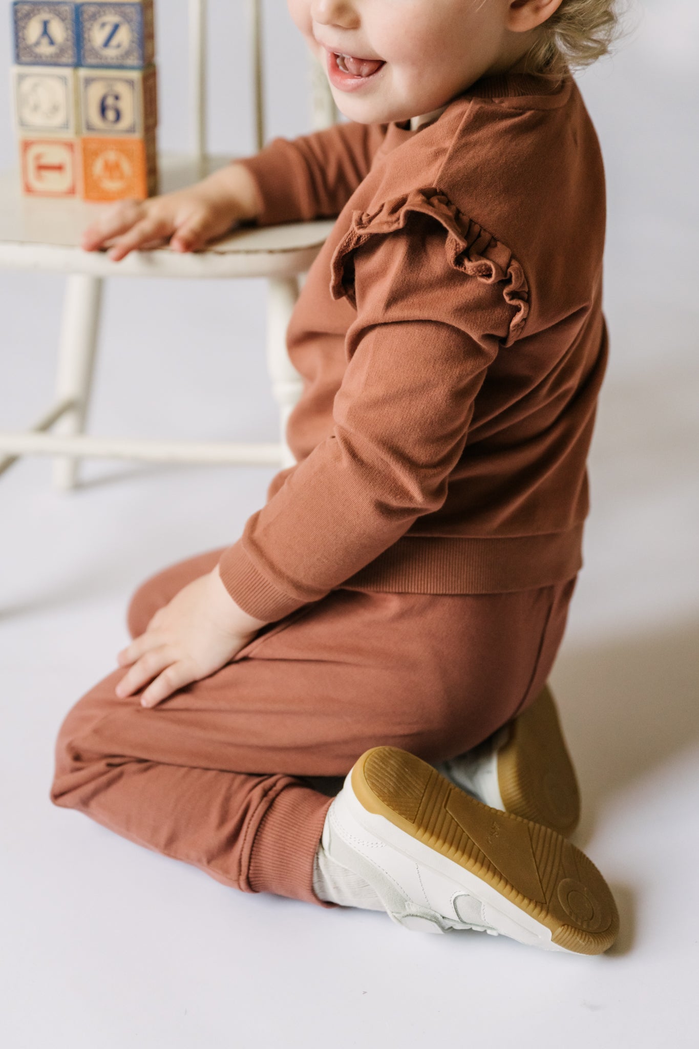 French Terry Ruffle Sweatshirt - Clay