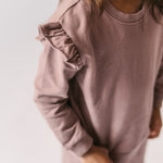 French Terry Ruffle Sweatshirt - Plum