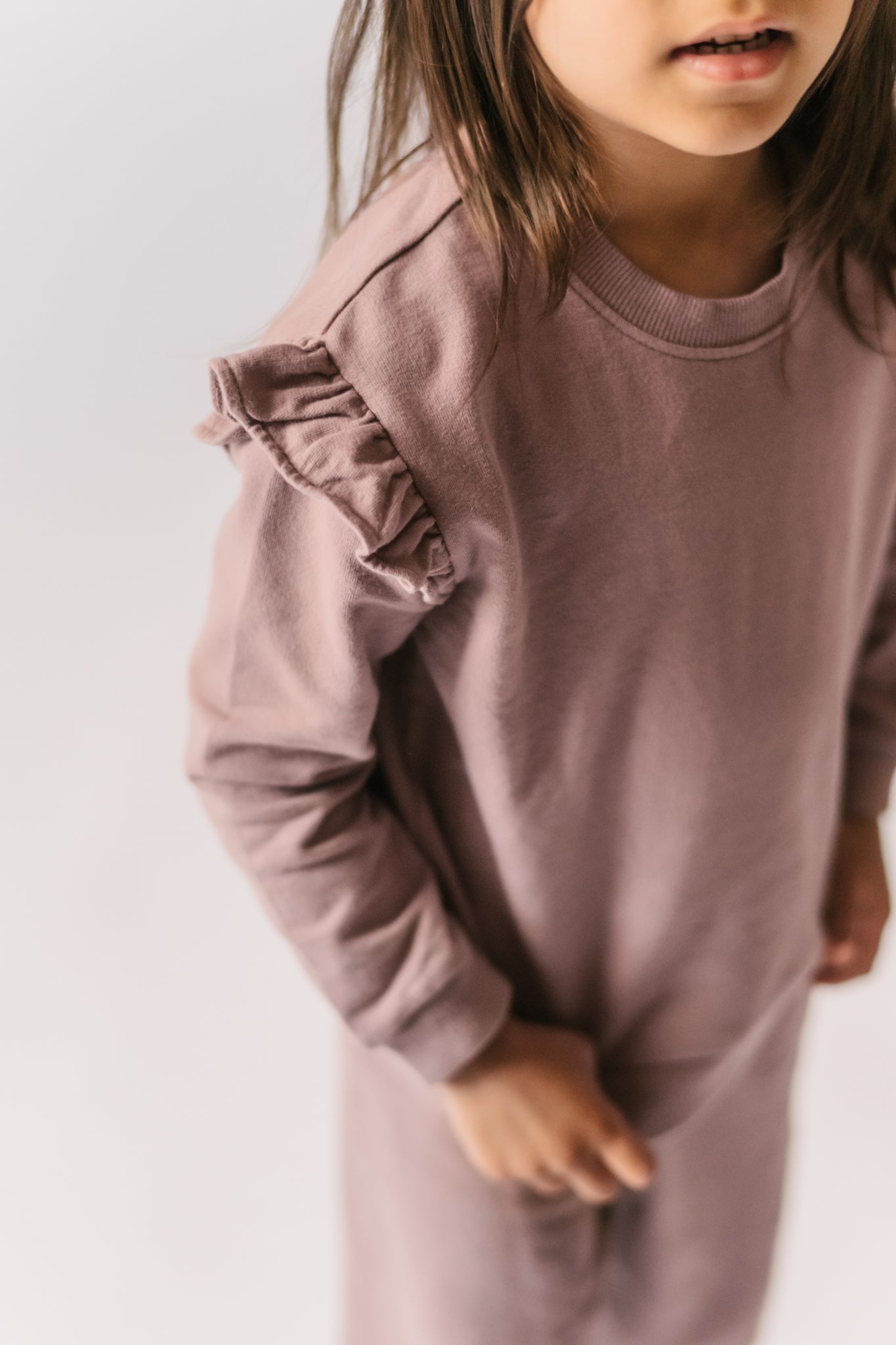 French Terry Ruffle Sweatshirt - Plum