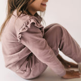 French Terry Ruffle Sweatshirt - Plum