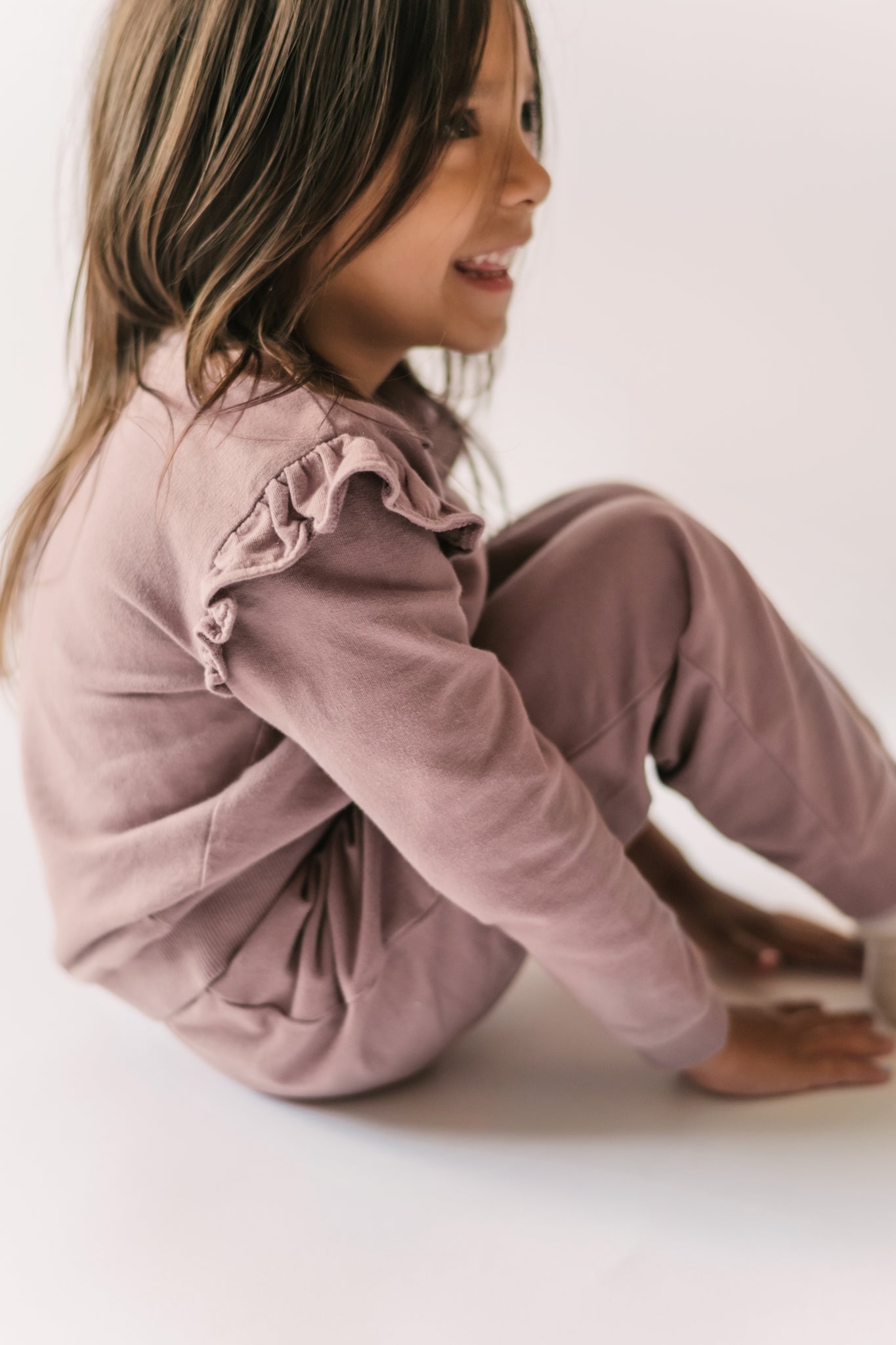 French Terry Ruffle Sweatshirt - Plum