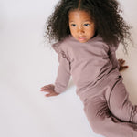 French Terry Ruffle Sweatshirt - Plum