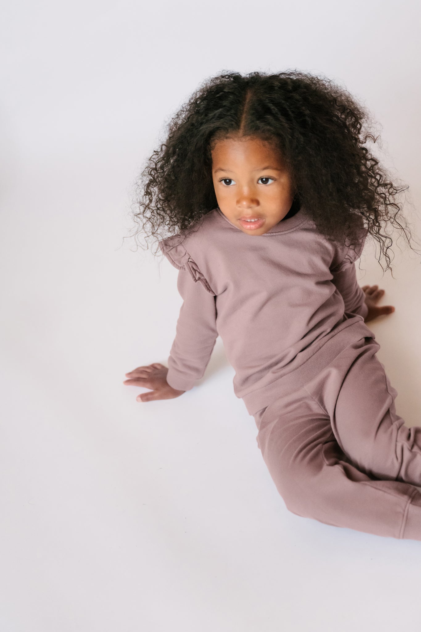 French Terry Ruffle Sweatshirt - Plum