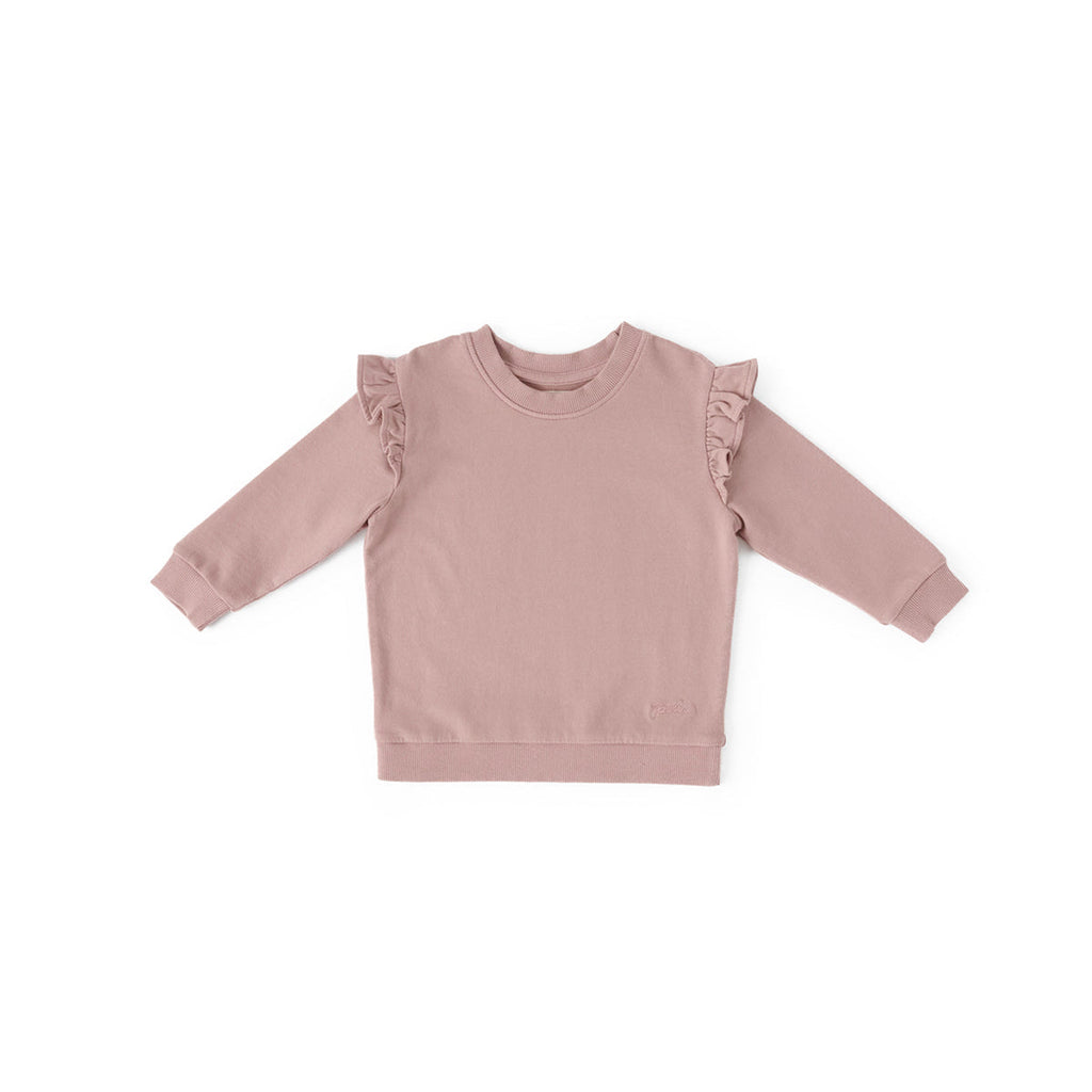 kids french terry kids ruffle sweatshirt soft peony in pinks pattern