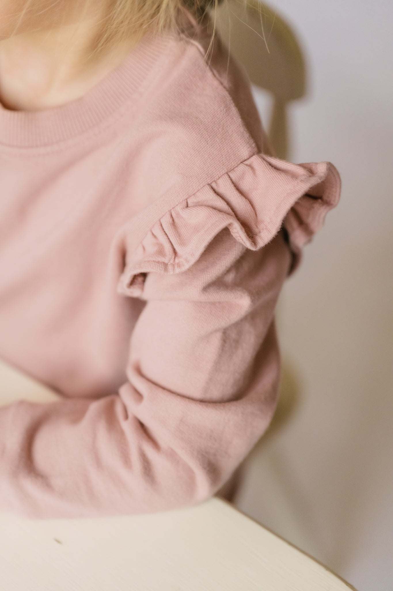 French Terry Ruffle Sweatshirt - Soft Peony