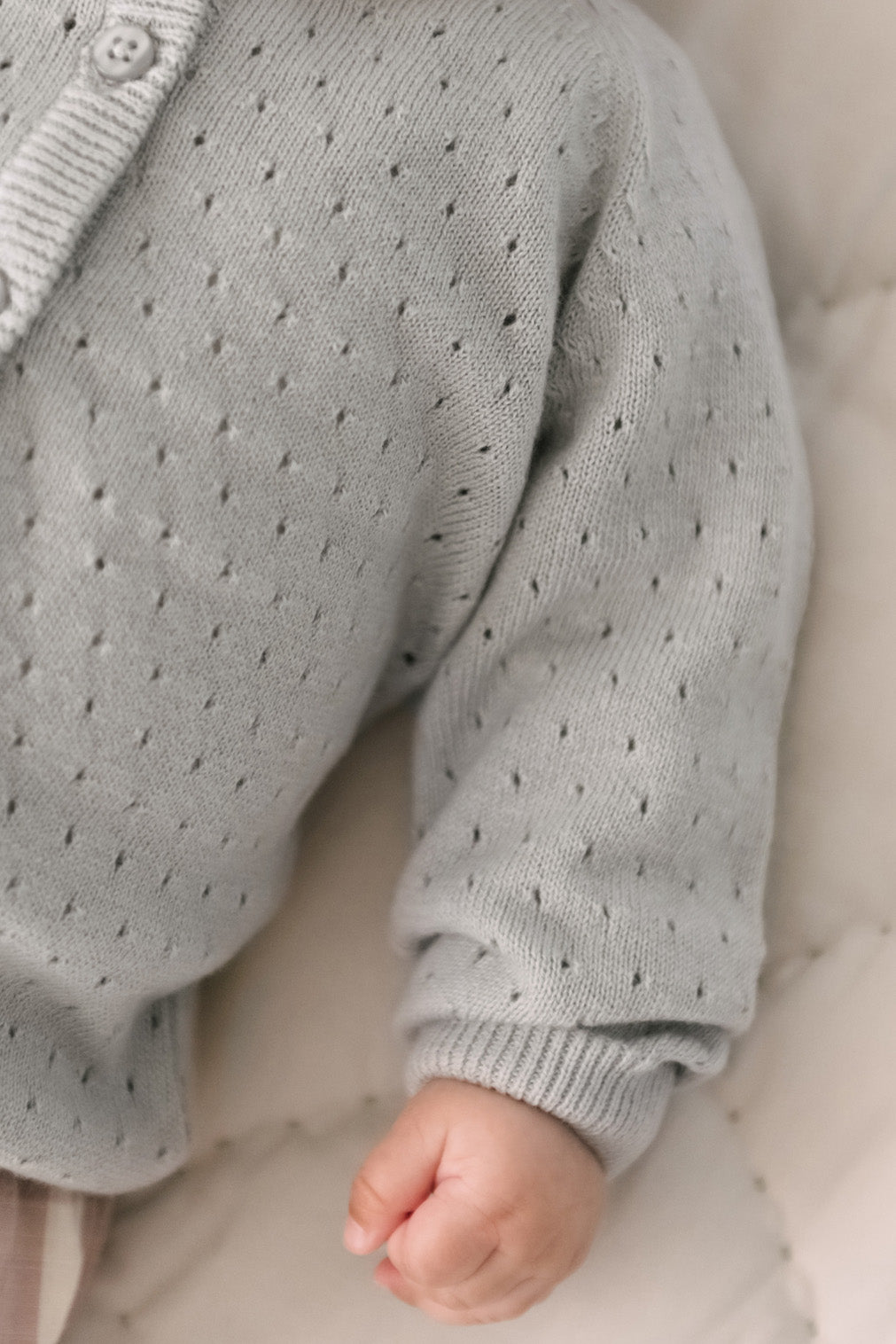 Pointelle Knit Sweater - Soft Sea