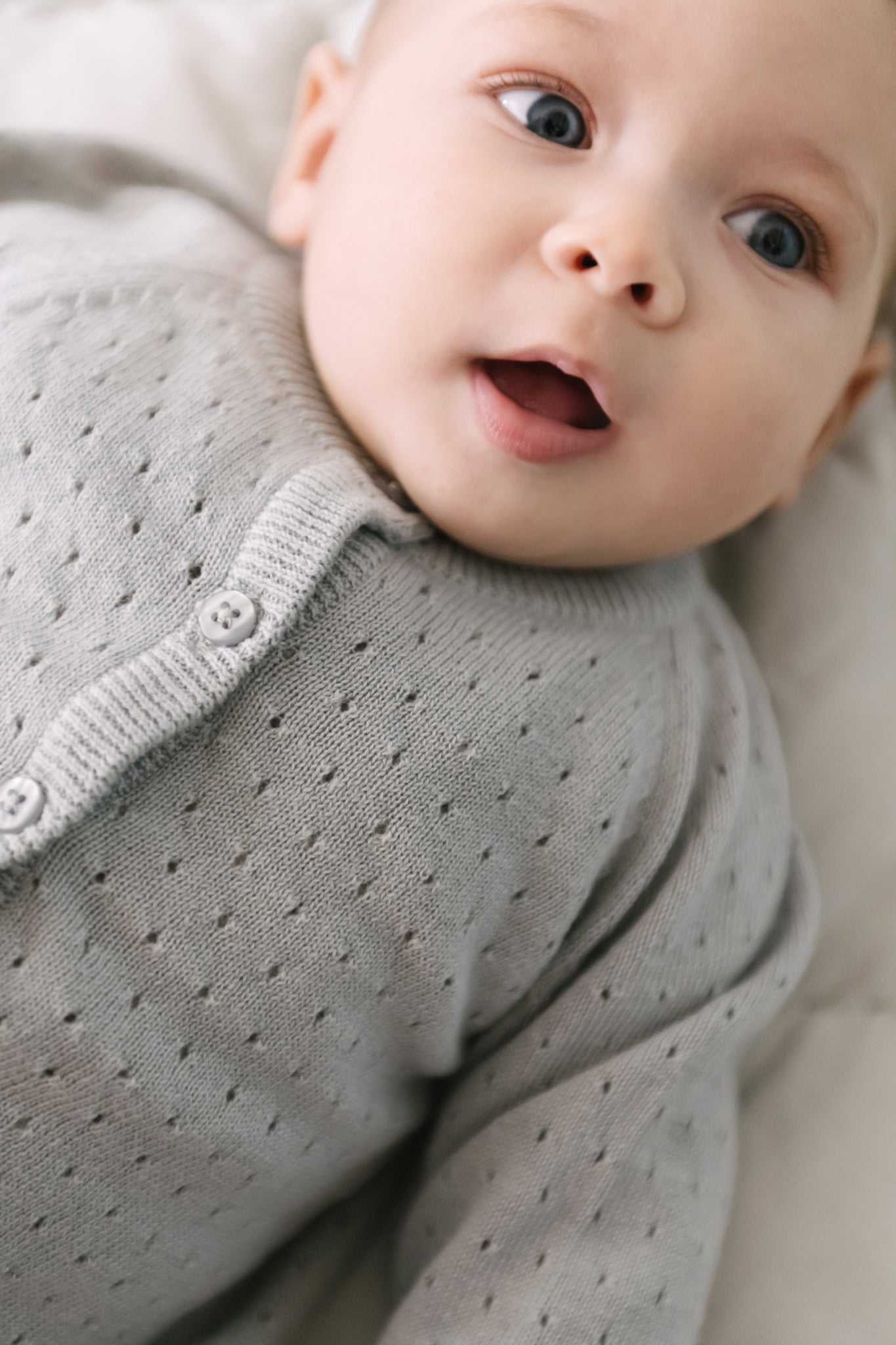 Pointelle Knit Sweater - Soft Sea