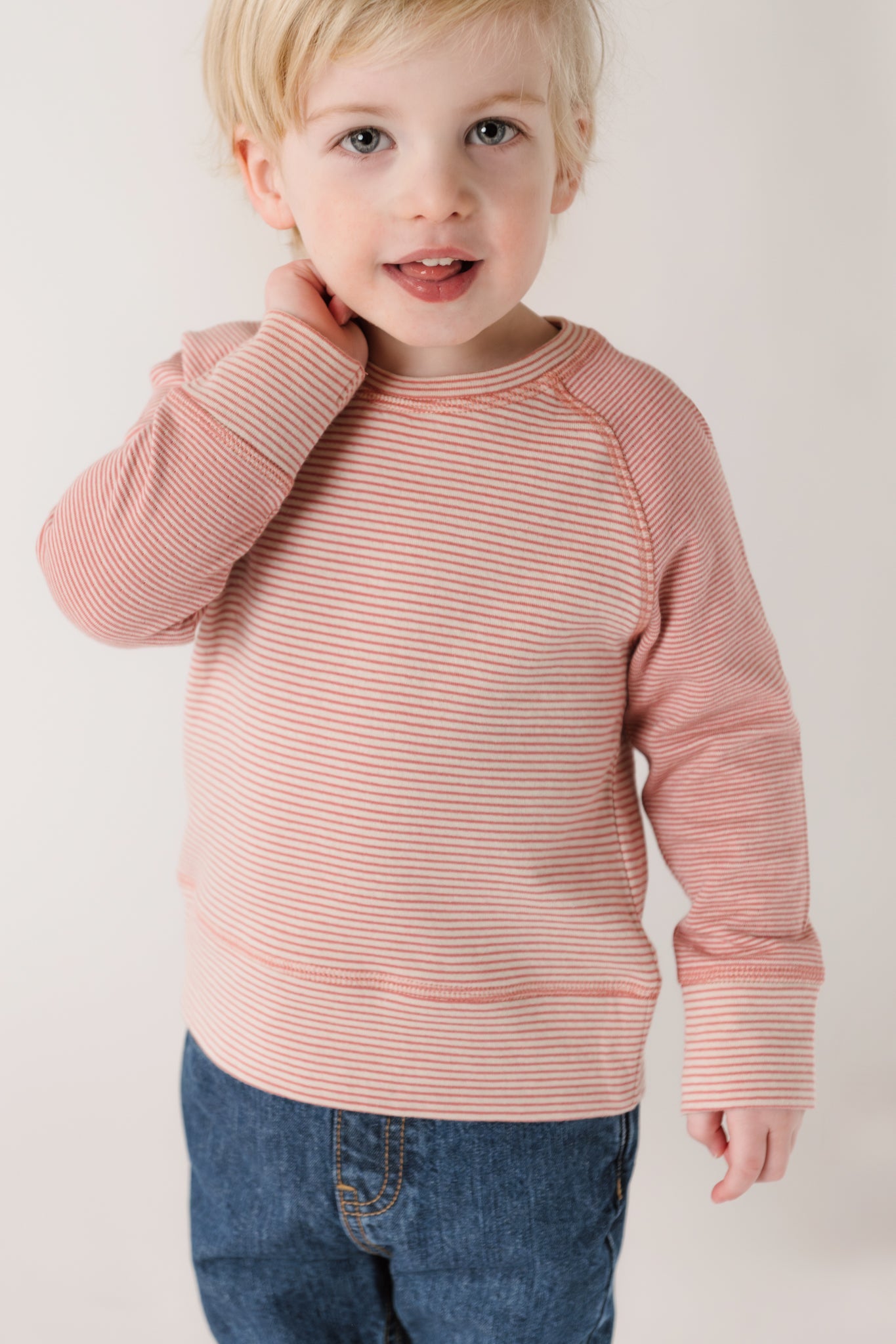 Sailor Stripe Raglan Top - Tea Rose