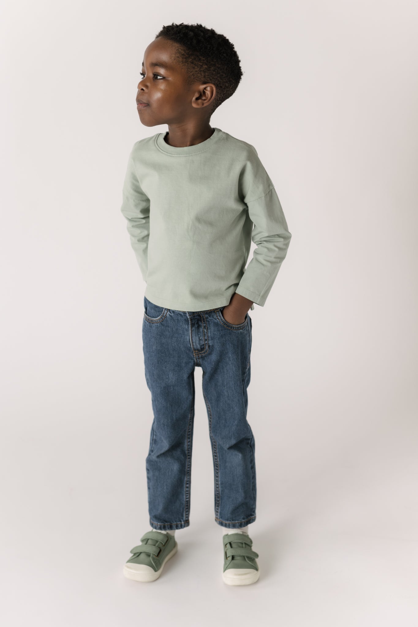 Garment Dye Dropped Shoulder Long Sleeve - Sea