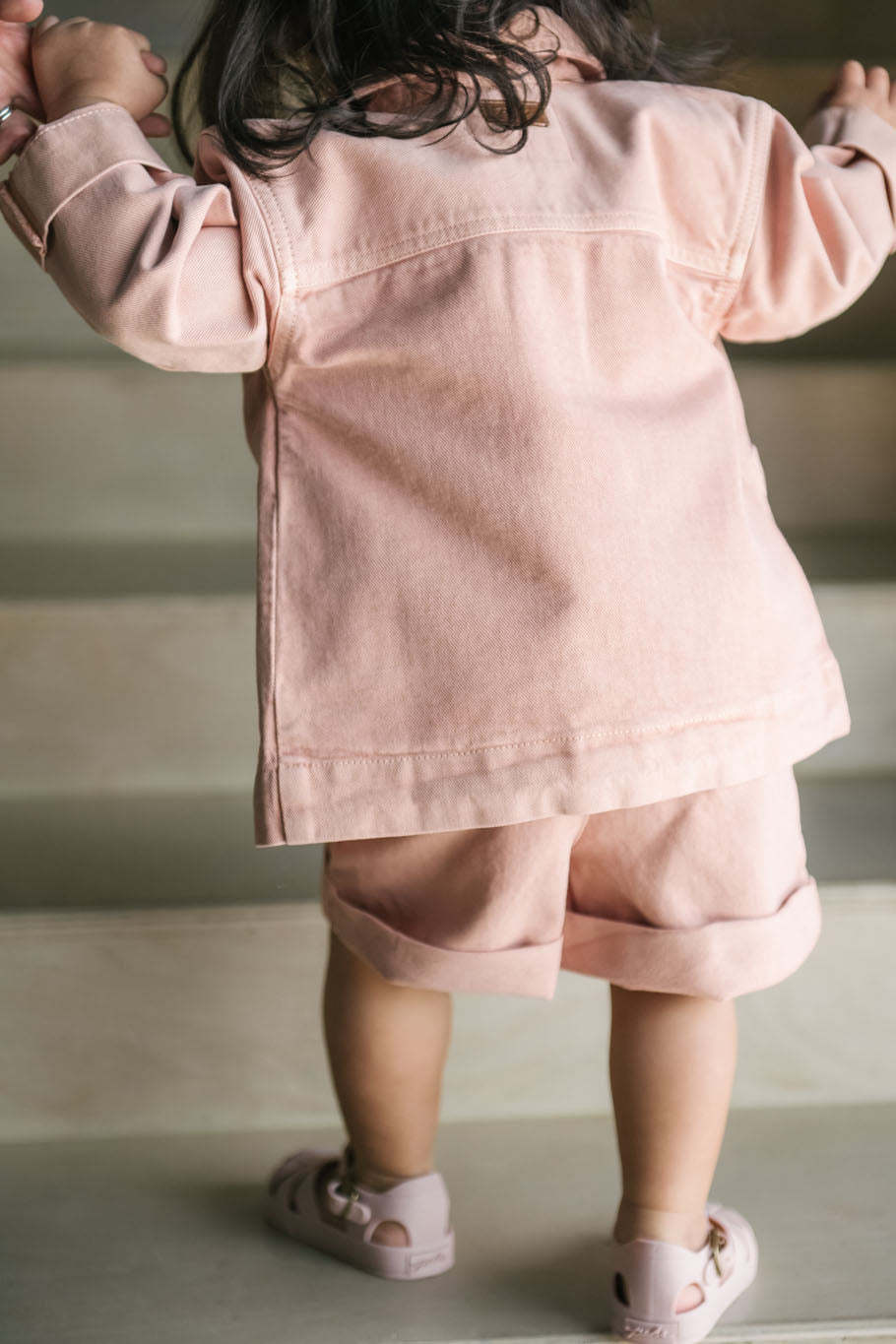 baby vintage twill baby chore jacket peony