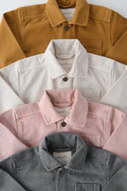 baby vintage twill baby chore jacket peony