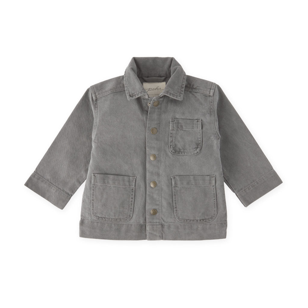 baby vintage twill baby chore jacket charcoal in neutrals pattern