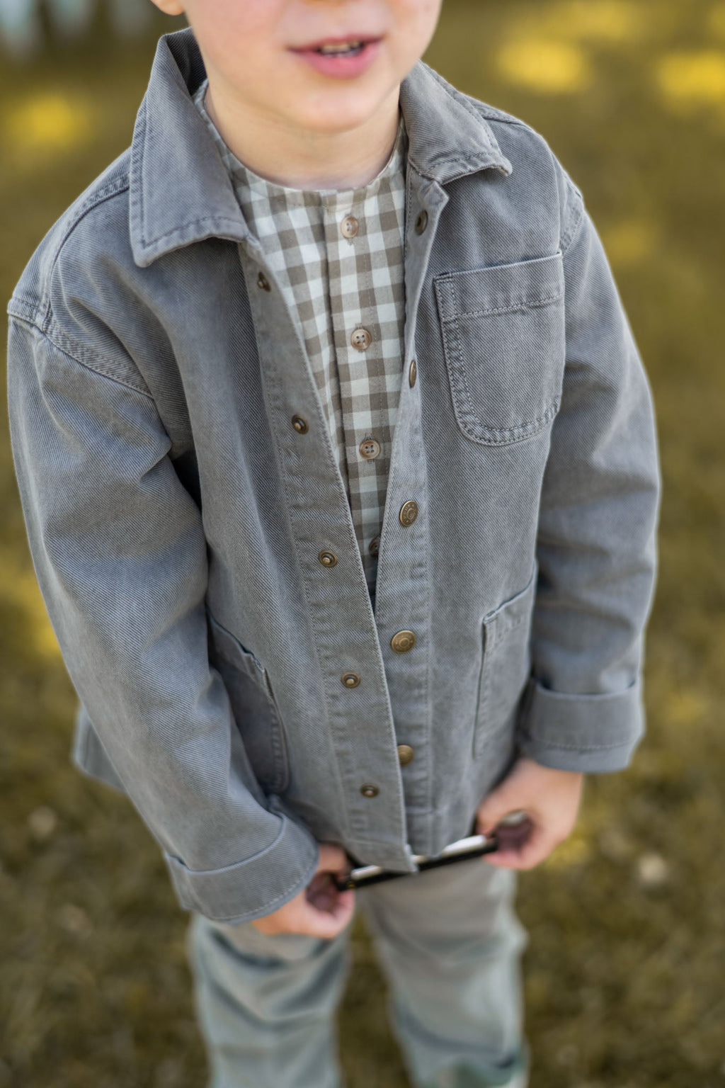 baby vintage twill baby chore jacket charcoal