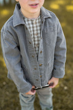 baby vintage twill baby chore jacket charcoal