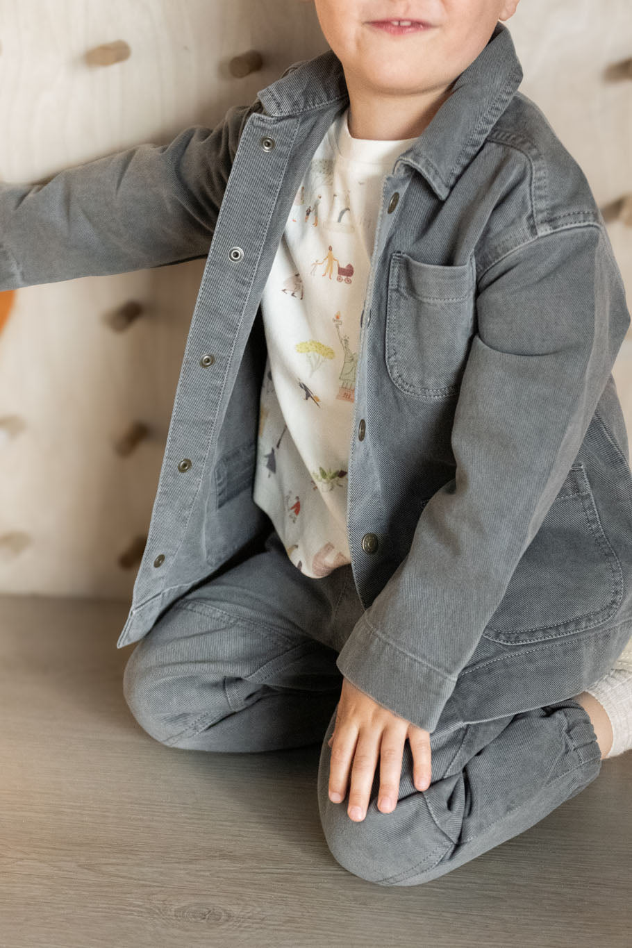 baby vintage twill baby chore jacket charcoal
