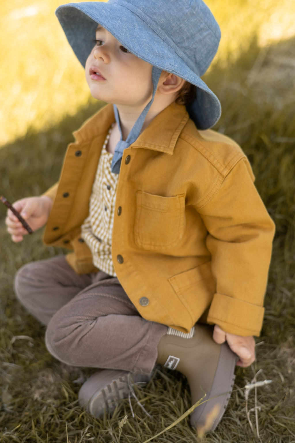 baby vintage twill baby chore jacket caramel